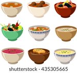Vector illustration of various international soups