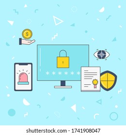 Vector illustration of various Internet security method.