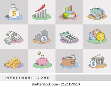 Vector illustration of various Investment option icons
