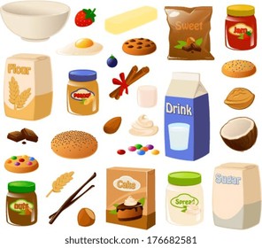 Vector illustration of various items used for baking.