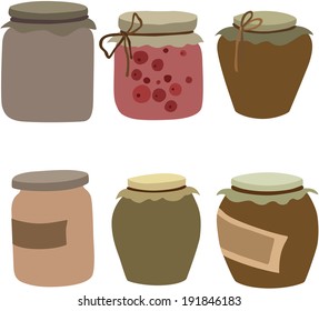vector illustration of various jars 
