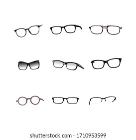 vector illustration. various kinds of glasses.