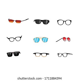 vector illustration. various kinds of glasses.