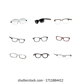 vector illustration. various kinds of glasses.