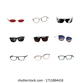 vector illustration. various kinds of glasses.