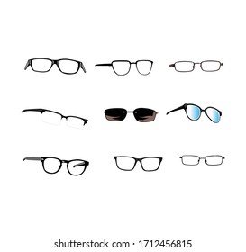 vector illustration. various kinds of glasses.