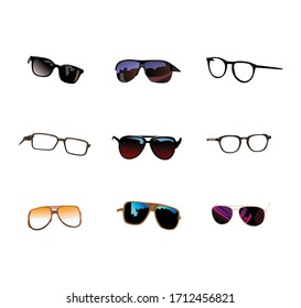 vector illustration. various kinds of glasses.