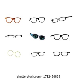 vector illustration. various kinds of glasses.