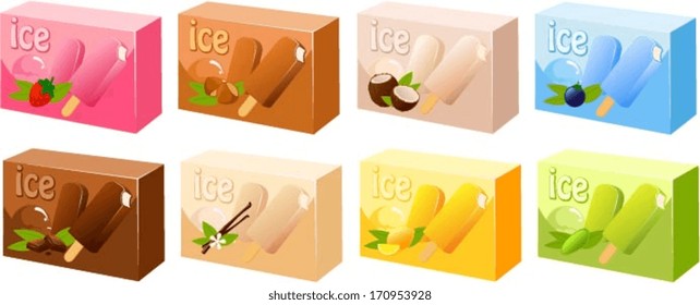 vector illustration of various kinds of ice creams.