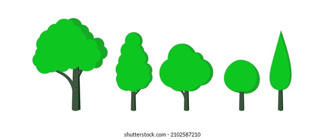 ilustración vectorial de diversos tipos de árboles