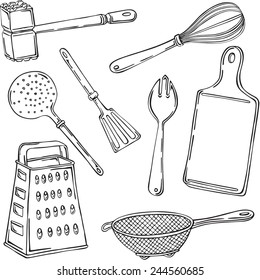 vector illustration of various kitchen items