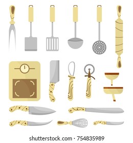 Vector illustration of various kitchen utensils