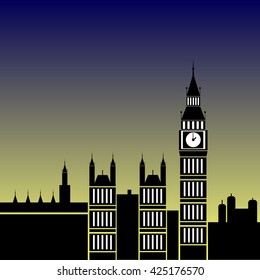 Vector illustration of the various landmarks of London