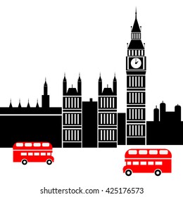 Vector illustration of the various landmarks of London