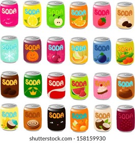 Vector illustration of various little soda cans