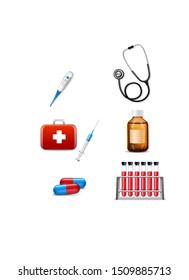 Vector illustration of various medical equipment leaves