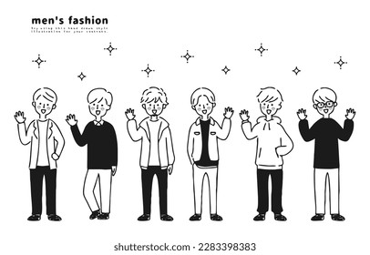 Vector illustration of various men.