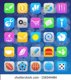 vector illustration of various mobile app icons