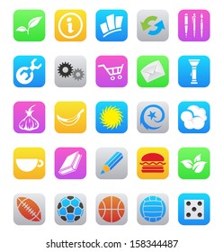 vector illustration of various mobile app icons isolated on a white background