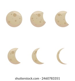 vector illustration of various moon shapes