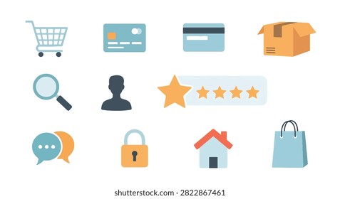 Vector illustration of various office stationery items including pens pencils and paperclips