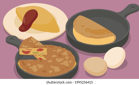 ilustración vectorial de varios tortillas