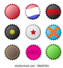 Vector - Illustration of various original bottle cap designs
