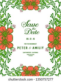Vector illustration various ornate of orange wreath frame for decor wedding invitation card hand drawn