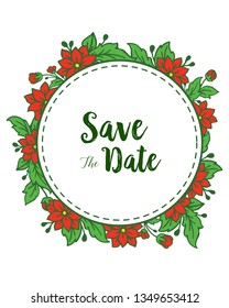 Vector illustration various ornate of red wreath frame for decor wedding invitation card hand drawn