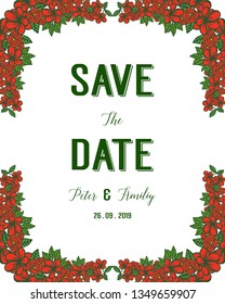 Vector illustration various ornate of red wreath frame for decor wedding invitation card hand drawn