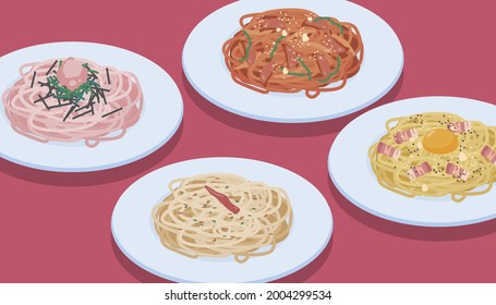 ilustración vectorial de varias pastas