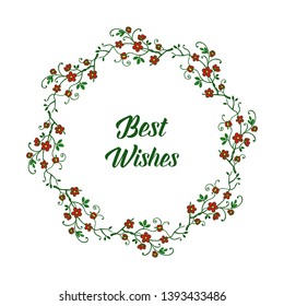 Vector illustration various pattern art red floral frames isolated on white backdrop with best wishes hand drawn