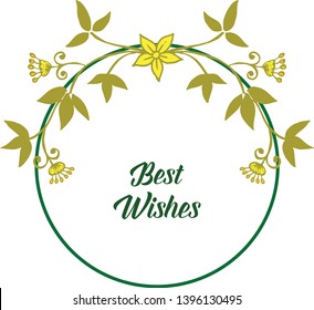 Vector illustration various pattern art leaf flower frame with card best wishes