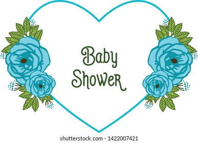 Vector illustration various pattern blue wreath frame for letter baby shower