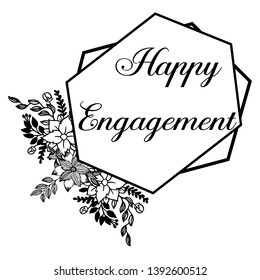 Vector illustration various pattern flower frame for greeting card happy engagement