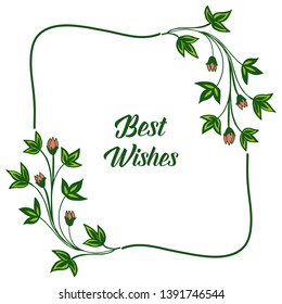 Vector illustration various pattern leaf floral frame for template best wishes