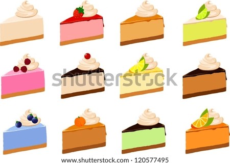 Vector Illustration Various Pieces Cheese Cake Stock Vector (Royalty