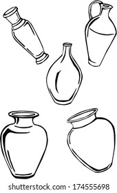 vector illustration of various pitchers 