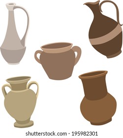 vector illustration of various pitchers 