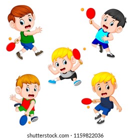 vector illustration of The various positions of the tennis table player