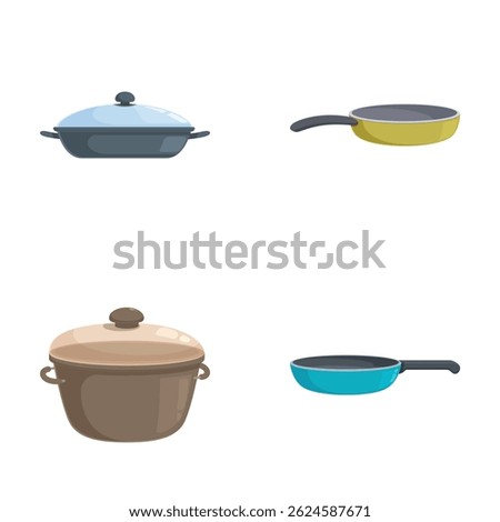 Vector illustration of various pots and pans, perfect for kitchenthemed designs