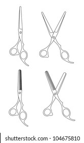 Vector illustration of  various professional barber Scissors