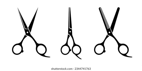 Vector illustration of various professional barber Scissors, vector 10 eps.