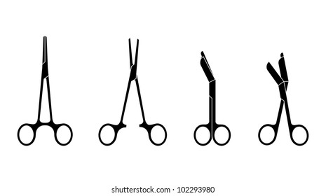 Vector illustration of  various professional medical Scissors