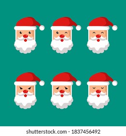 Vector illustration of various santa claus facial expressions. perfect for Christmas day, industrial business, book covers etc.