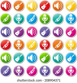 Vector illustration of various set of music icons