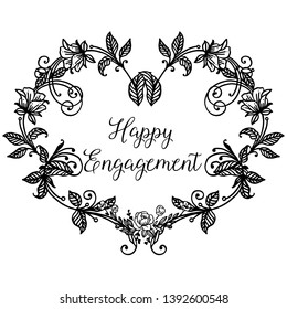 Vector illustration various shape flower frame for decoration of happy engagement