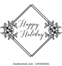 Vector illustration various shape flower frame for template banner happy holiday hand drawn
