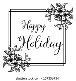 Vector illustration various shape flower frame for template banner happy holiday hand drawn