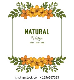 Vector illustration various shape orange flower frame for invitation card natural vintage